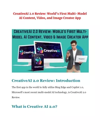 CreativeAI 2.0 Review: World’s First Multi-Model AI Content, Video, and Image Cr