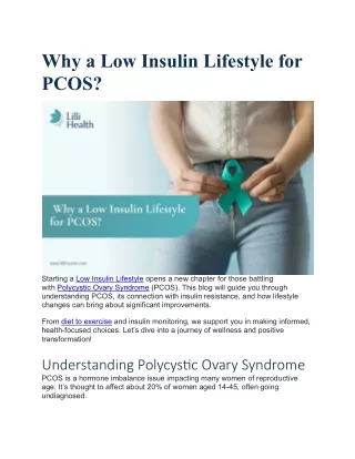 Why a Low Insulin Lifestyle for PCOS