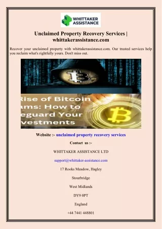 Unclaimed Property Recovery Services whittakerassistance.com