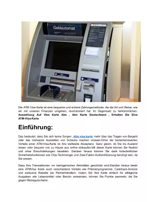 Erhalten Sie Eine ATM-Visa-Karte