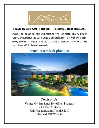 Beach Resort Koh Phangan | Vanneegoldensands.com