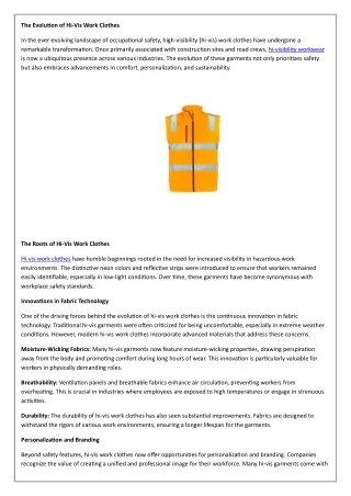 The Evolution of Hi-Vis Work Clothes