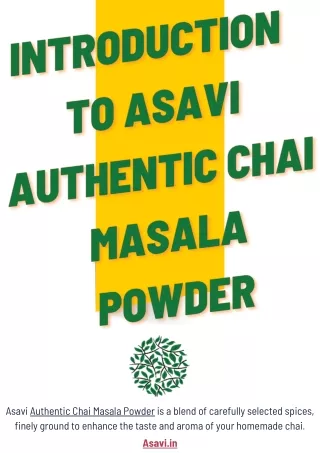 Buy Authentic Asavi Chai Masala Powder Online