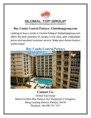 Buy Condo Central Pattaya | Globaltopgroup.com