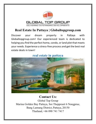 Real Estate In Pattaya | Globaltopgroup.com