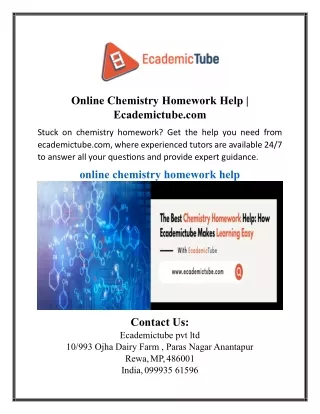 Online Chemistry Homework Help | Ecademictube.com