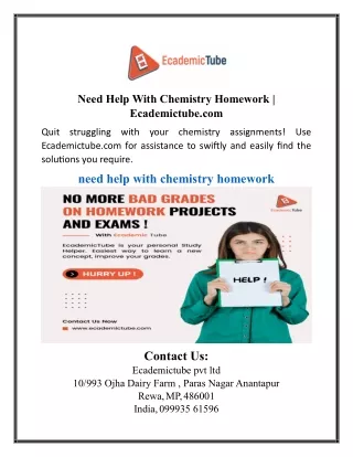 Need Help With Chemistry Homework | Ecademictube.com