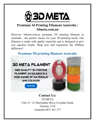 Premium 3d Printing Filament Australia | 3dmeta.com.au