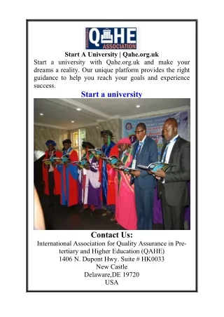 Start A University  Qahe.org.uk