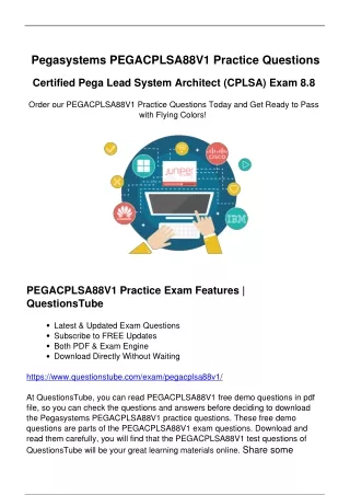 Challenging Pegasystems PEGACPLSA88V1 Practice Questions - Exam Preparation