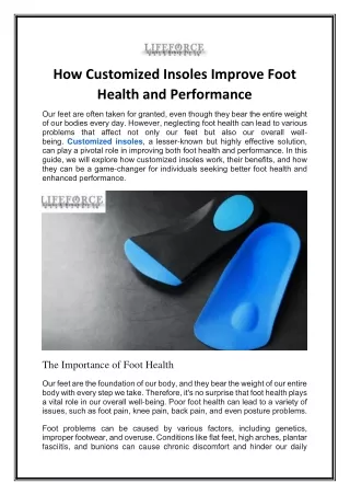 How Customized Insoles Improve Foot Health and Performance