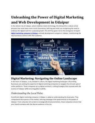 Unleashing the Power of Digital Marketing and Web Development in Udaipur