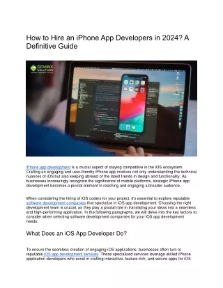 How to Hire an iPhone App Developers in 2024 A Definitive Guide