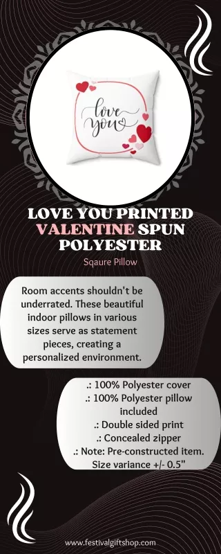 Love You Printed Valentine Spun Polyester Sqaure Pillow