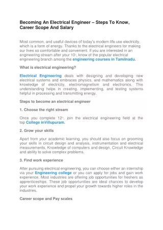 Becoming An Electrical Engineer – Steps To Know, Career Scope And Salary