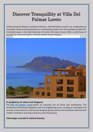 Discover Tranquillity at Villa Del Palmar Loreto