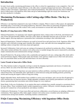 Maximizing Performance with Cutting-edge Office Desks