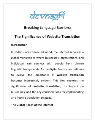 Breaking Language Barriers: The Significance of Website Translation