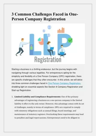 3 Common Challenges Faced in One-Person Company Registration