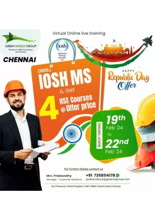 Elevate your safety game with renowned HSE Institute -IOSH Course  In Chennai