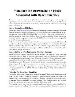 What are the Drawbacks or Issues Associated with Raac Concrete