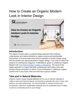 How to Create an Organic Modern Look in Interior Design