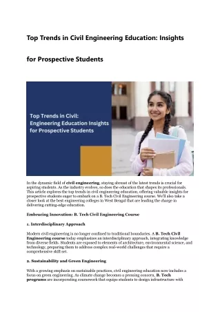 Top Trends in Civil Engineering Education Insights for Prospective Students