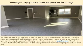 How Garage Floor Epoxy Enhances Traction And Reduces Slips In Your Garage