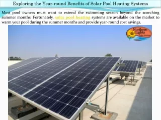 Exploring the Year-round Benefits of Solar Pool Heating Systems