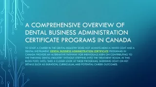 A Comprehensive Overview of Dental Business Administration Certificate Programs