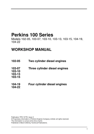 JCB Diesel 102-05 Engine Service Repair Manual