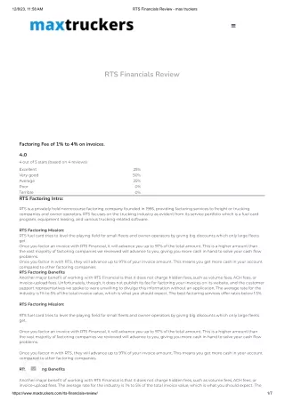 RTS Financials Review - max truckers