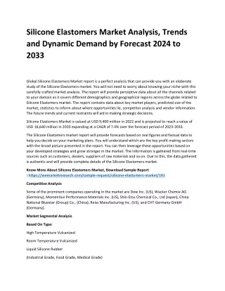 Silicone Elastomers Market