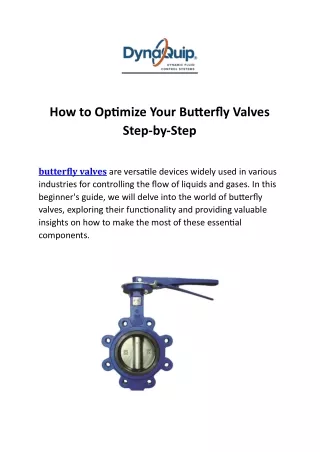 How to Optimize Your Butterfly Valves Step by steps