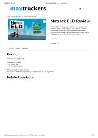 Matrack ELD Review - max truckers