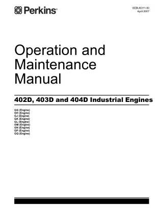 JCB Diesel 402D 403D 404D Series Engine Model GQ Service Repair Manual