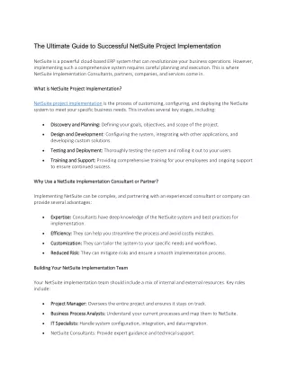 netsuite project imlementation