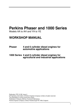 JCB Diesel 1000 Series Engine Model AC Service Repair Manual