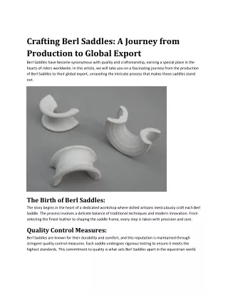 Crafting Berl Saddles