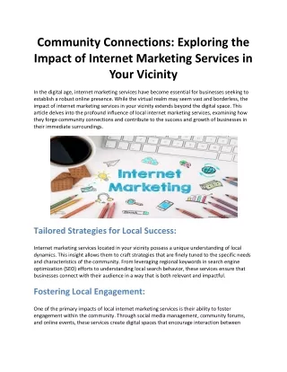 Community Connections: Exploring the Impact of Internet Marketing Services in Yo