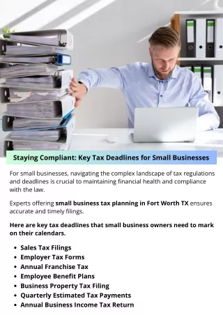 Staying Compliant: Key Tax Deadlines for Small Businesses