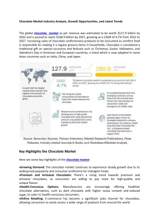 Chocolate Market Industry Analysis, Growth Opportunities, and Latest Trends