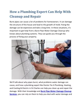 Burst Pipe Water Damage Cleanup Services