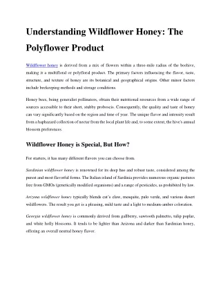 Understanding Wildflower Honey_ The Polyflower Product