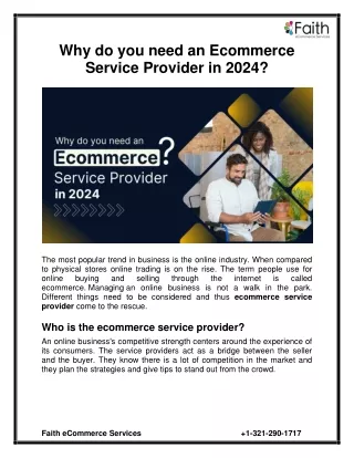 Why do you need an Ecommerce Service Provider in 2024