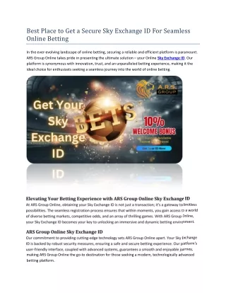 Best Place to Get a Secure Sky Exchange ID For Seamless Online Betting