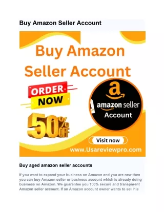 Buy Amazon Seller Account