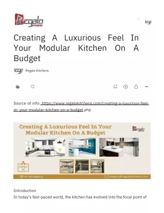 Creating A Luxurious Feel In Your Modular Kitchen On A Budget