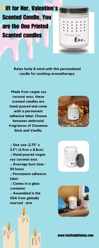 Gift for Her, Valentine's Scented Candle, You are the One Printed Scanted Candles