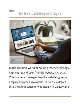 The Role of a Web Designer in Calgary